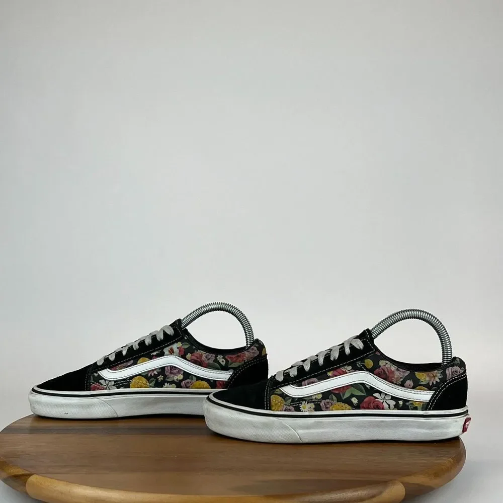 Womens Vans Old Skool Floral Black Skateboarding Shoes Sneakers Size 7‎ M GUC